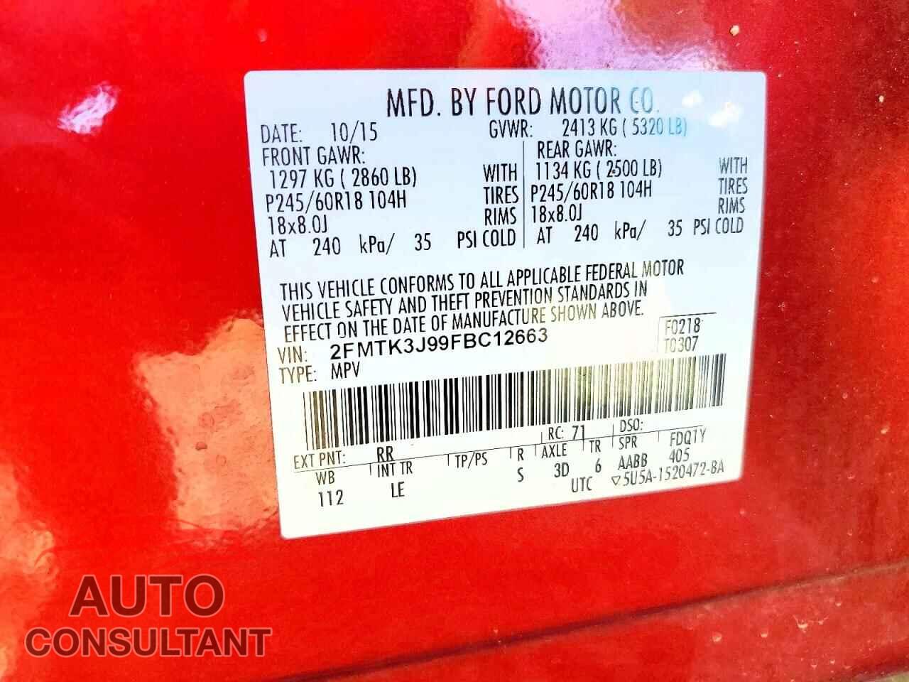 FORD EDGE 2015 - 2FMTK3J99FBC12663