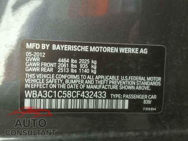BMW 3 SERIES 2012 - WBA3C1C58CF432433