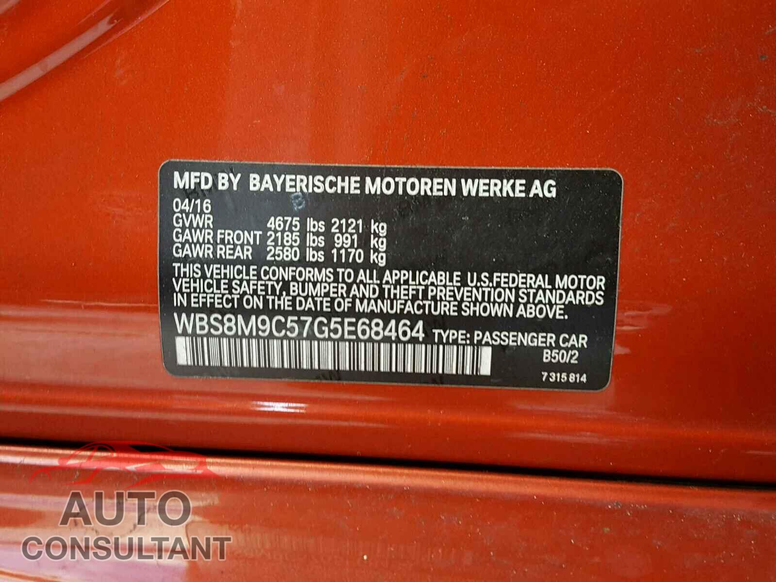 BMW M3 2016 - WBS8M9C57G5E68464