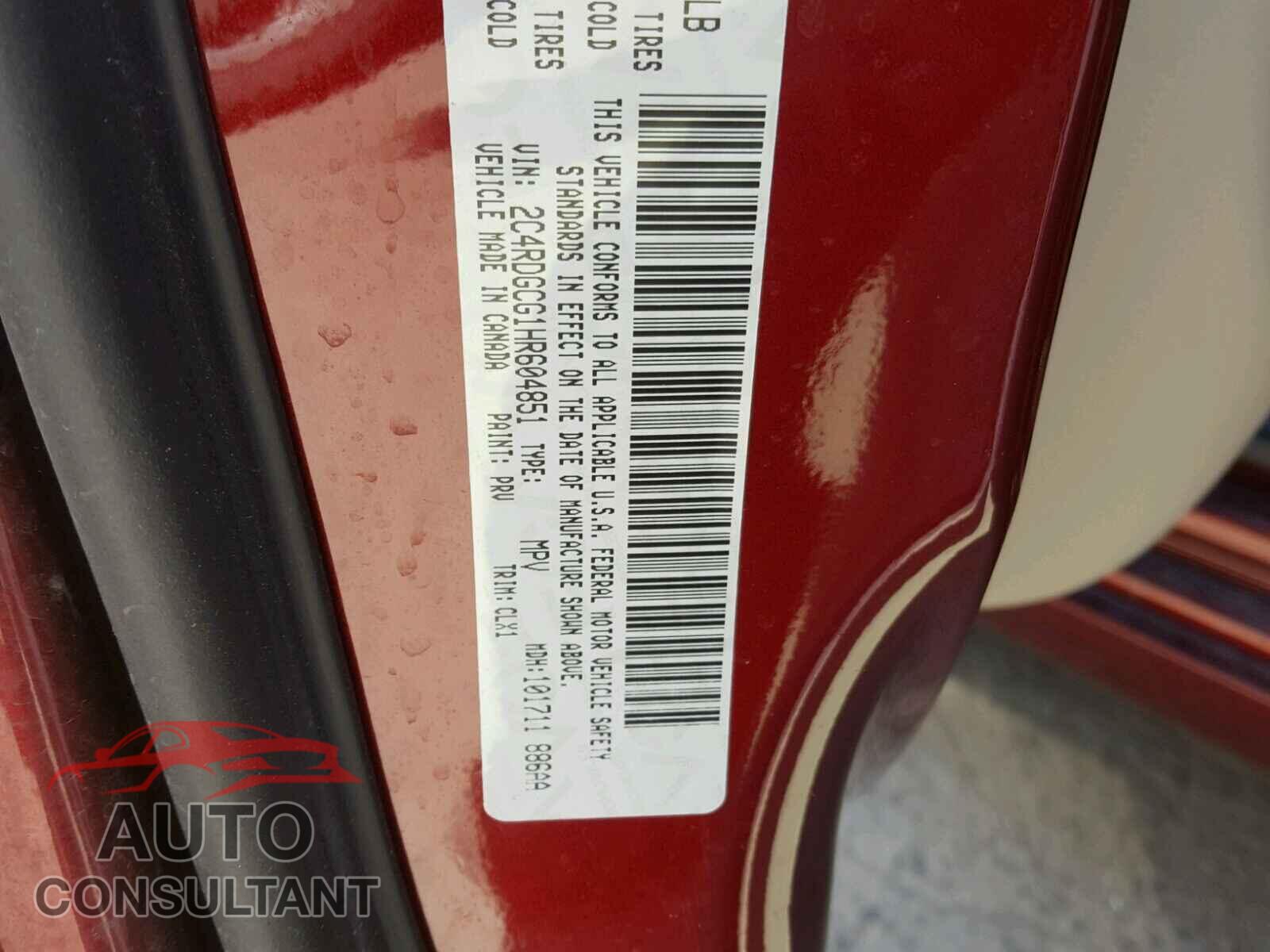 DODGE CARAVAN 2017 - 2C4RDGCG1HR604851
