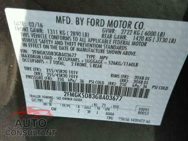 FORD FLEX 2016 - 2FMGK5D83GBA03677