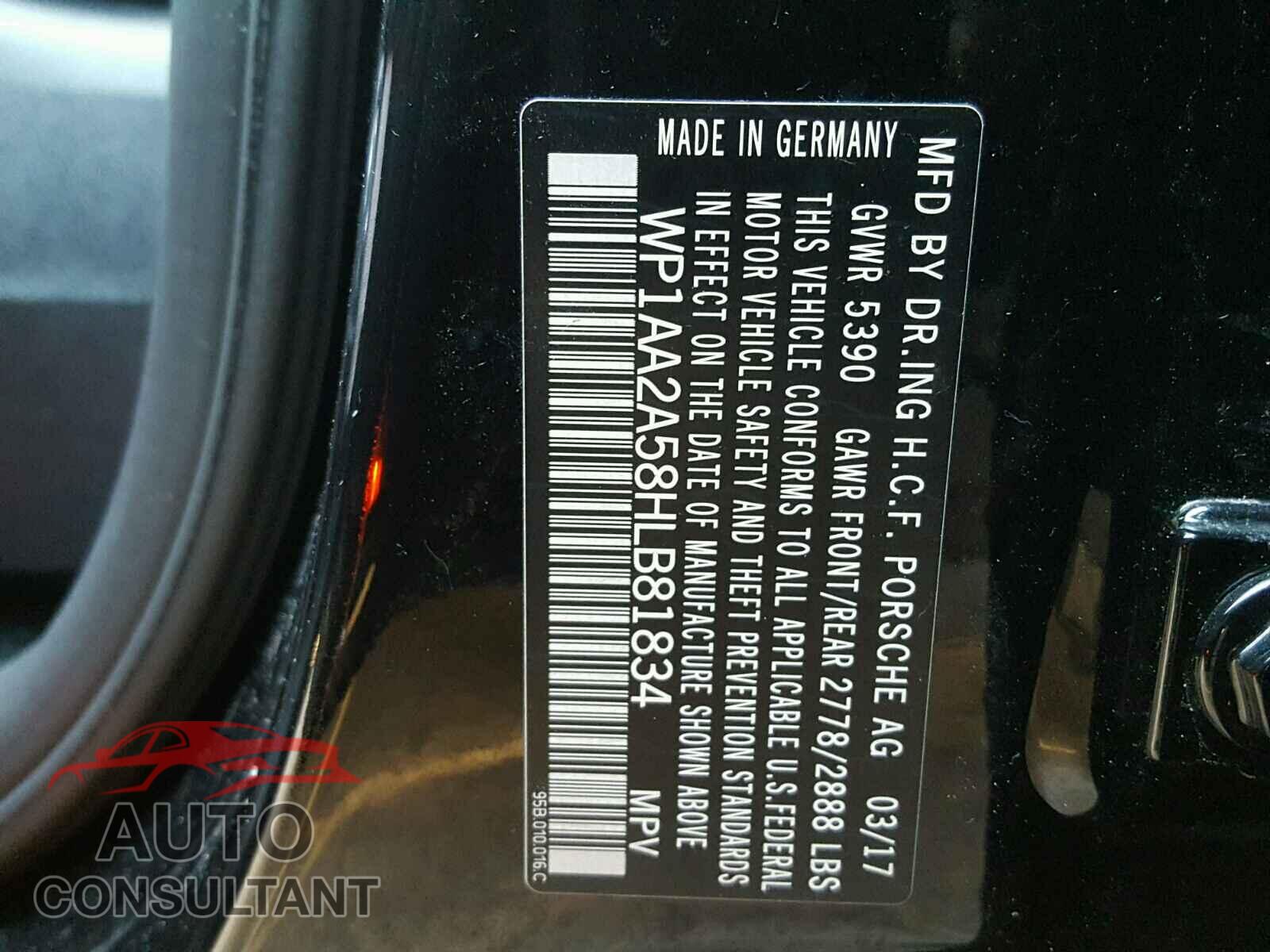 PORSCHE MACAN 2017 - WP1AA2A58HLB81834