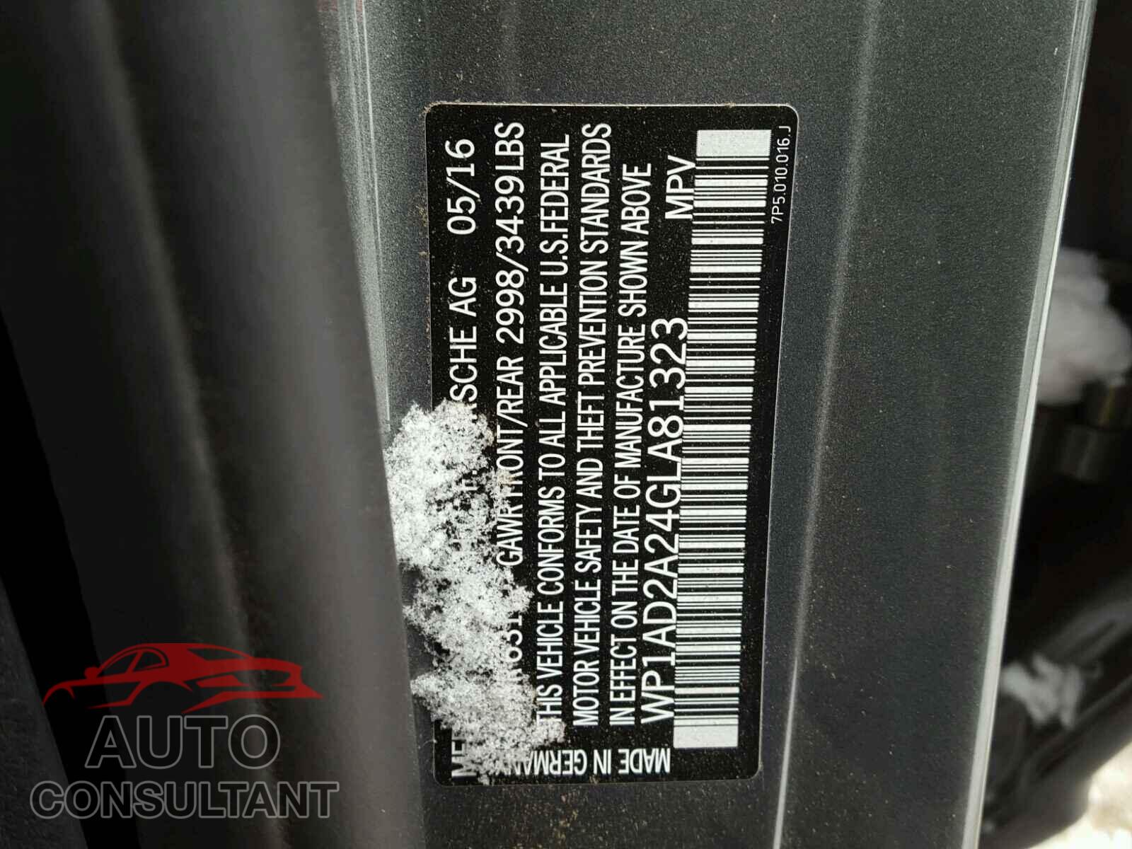 PORSCHE CAYENNE 2016 - WP1AD2A24GLA81323