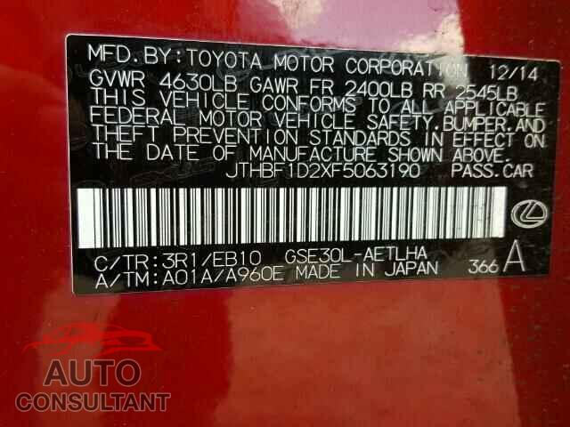 LEXUS IS250 2015 - JTHBF1D2XF5063190