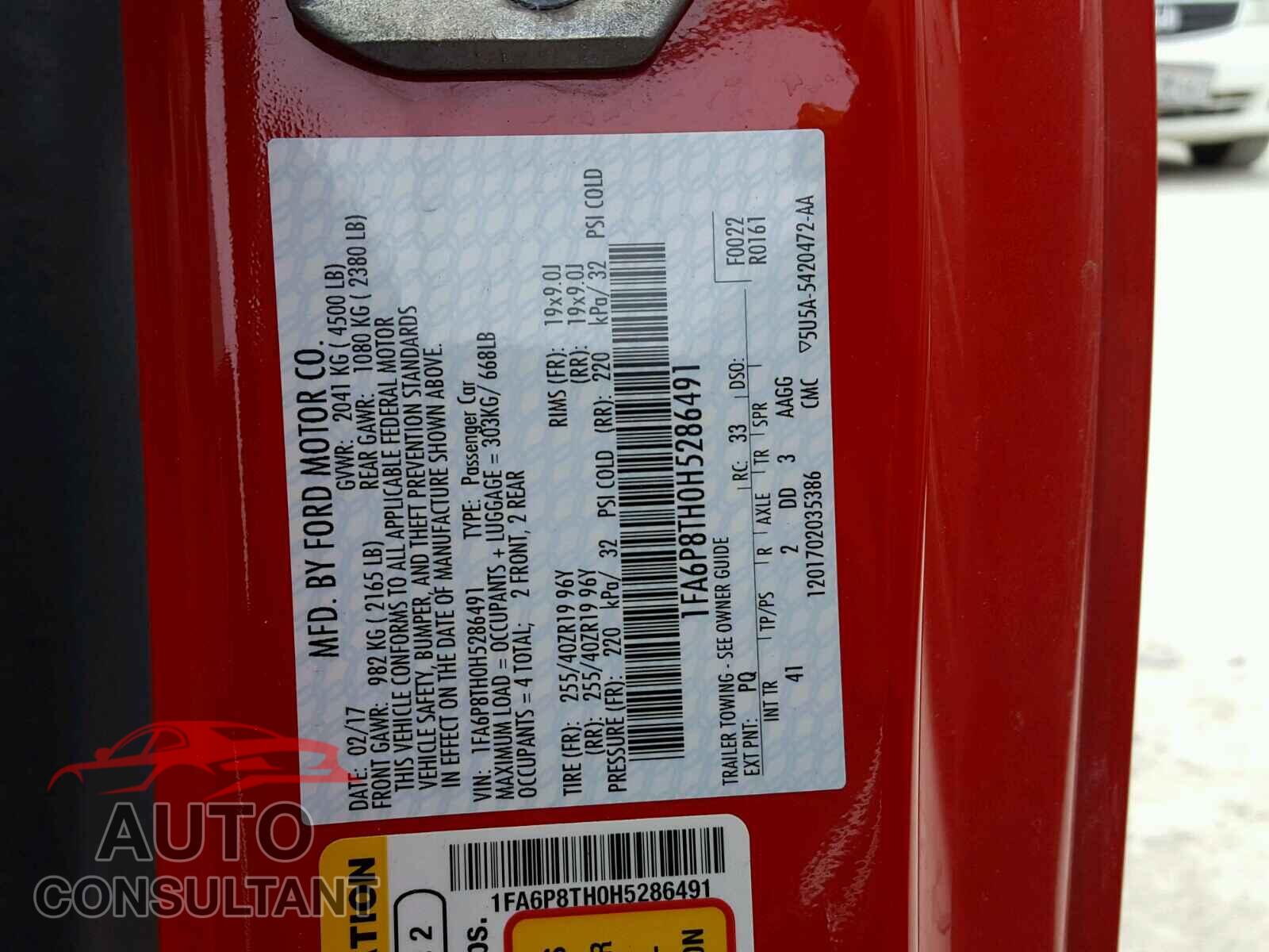 FORD MUSTANG 2017 - 1FA6P8TH0H5286491