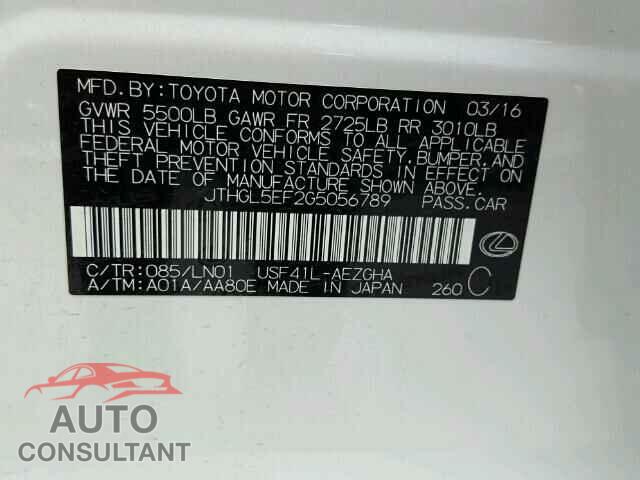 LEXUS LS460 2016 - JTHGL5EF2G5056789