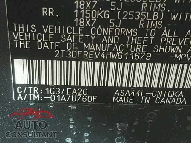 TOYOTA RAV4 2017 - 2T3DFREV4HW611679