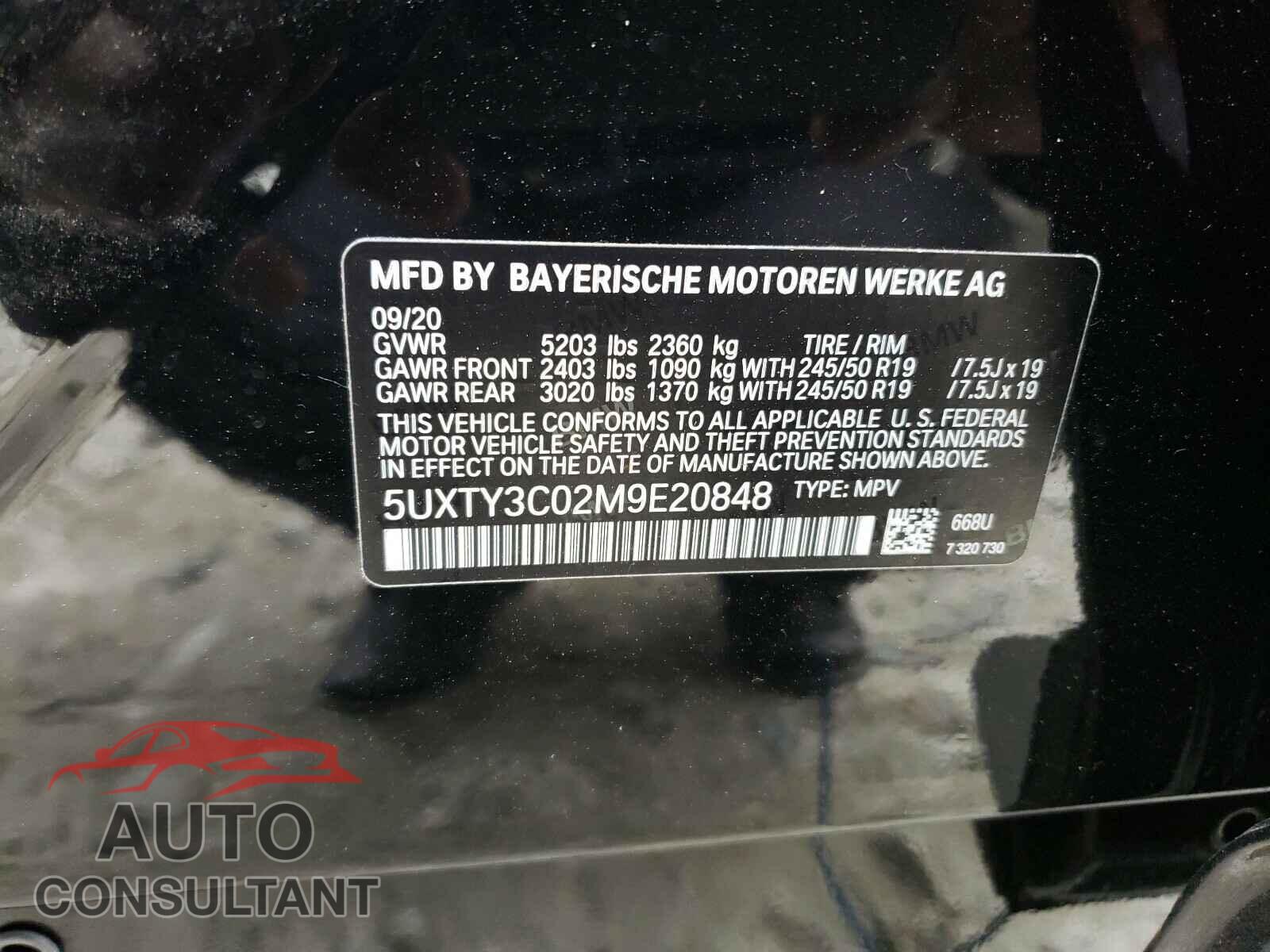 BMW X3 2021 - 5UXTY3C02M9E20848