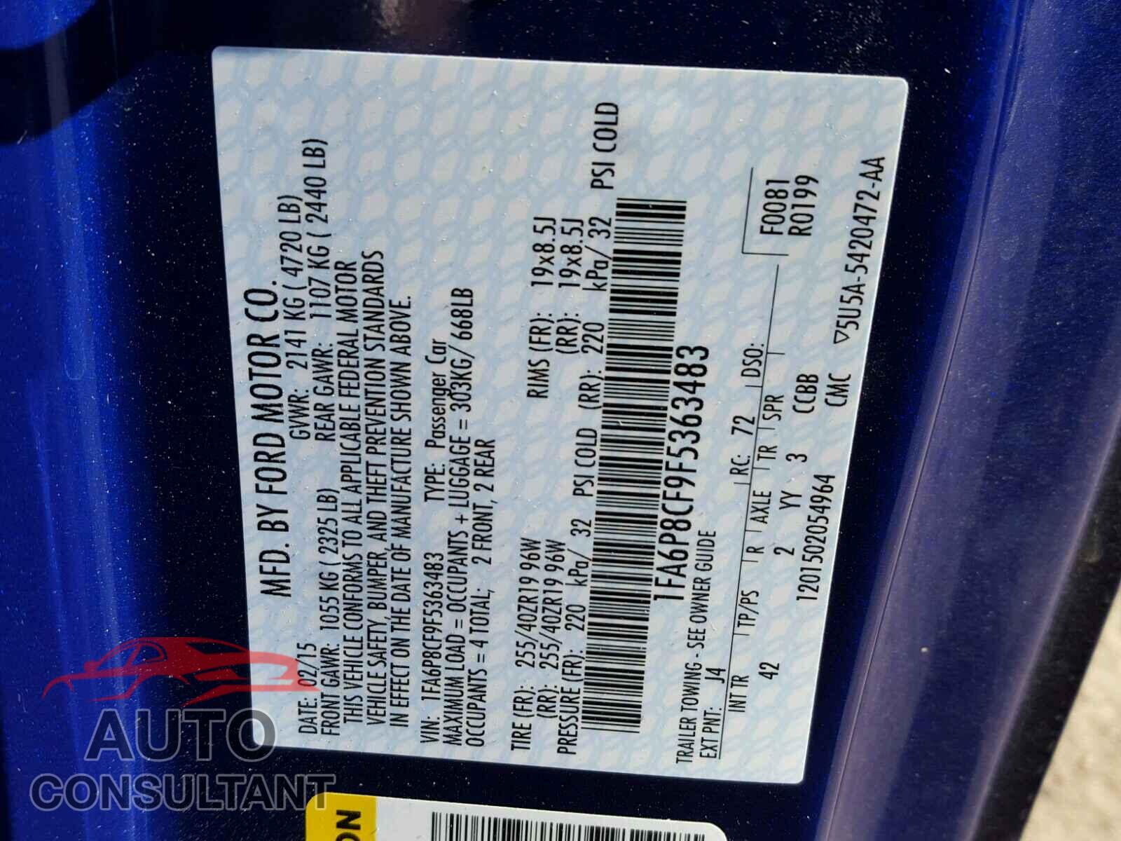 FORD MUSTANG 2015 - 1FA6P8CF9F5363483