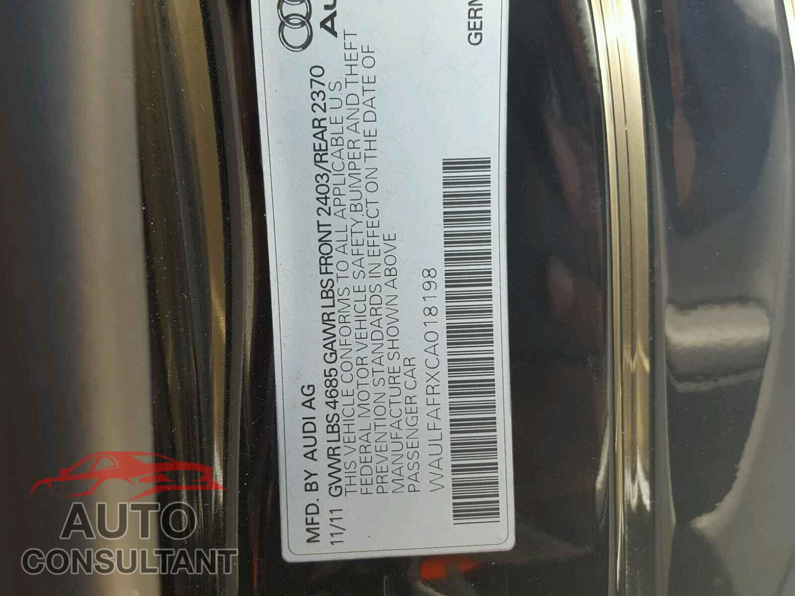 AUDI A5 2012 - WAULFAFRXCA018198