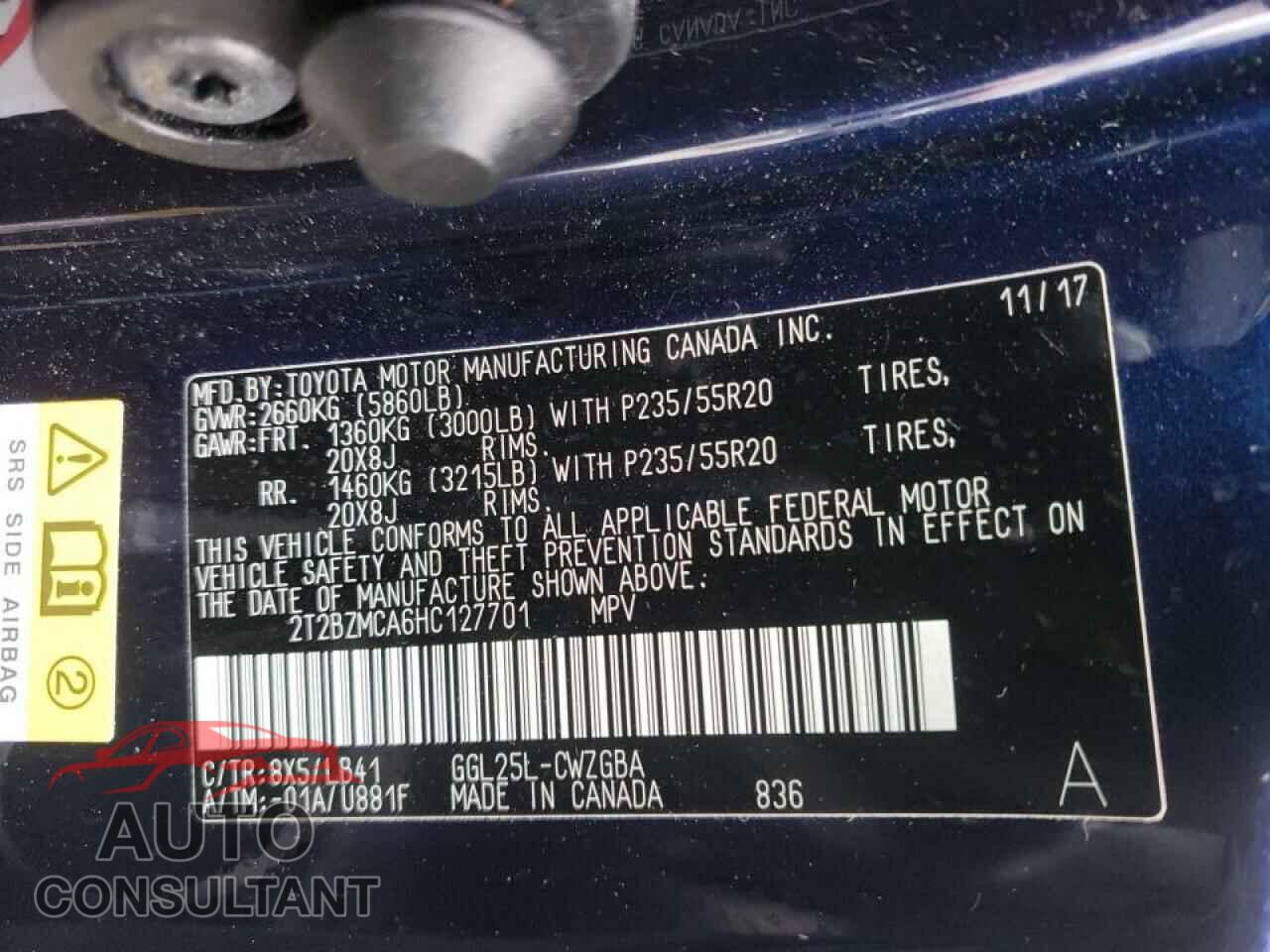 LEXUS RX350 2017 - 2T2BZMCA6HC127701