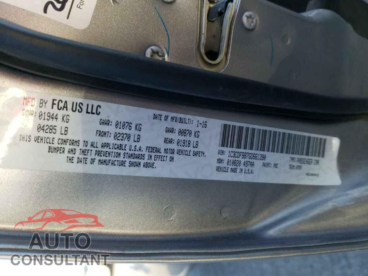 DODGE DART 2016 - 1C3CDFBB7GD661390