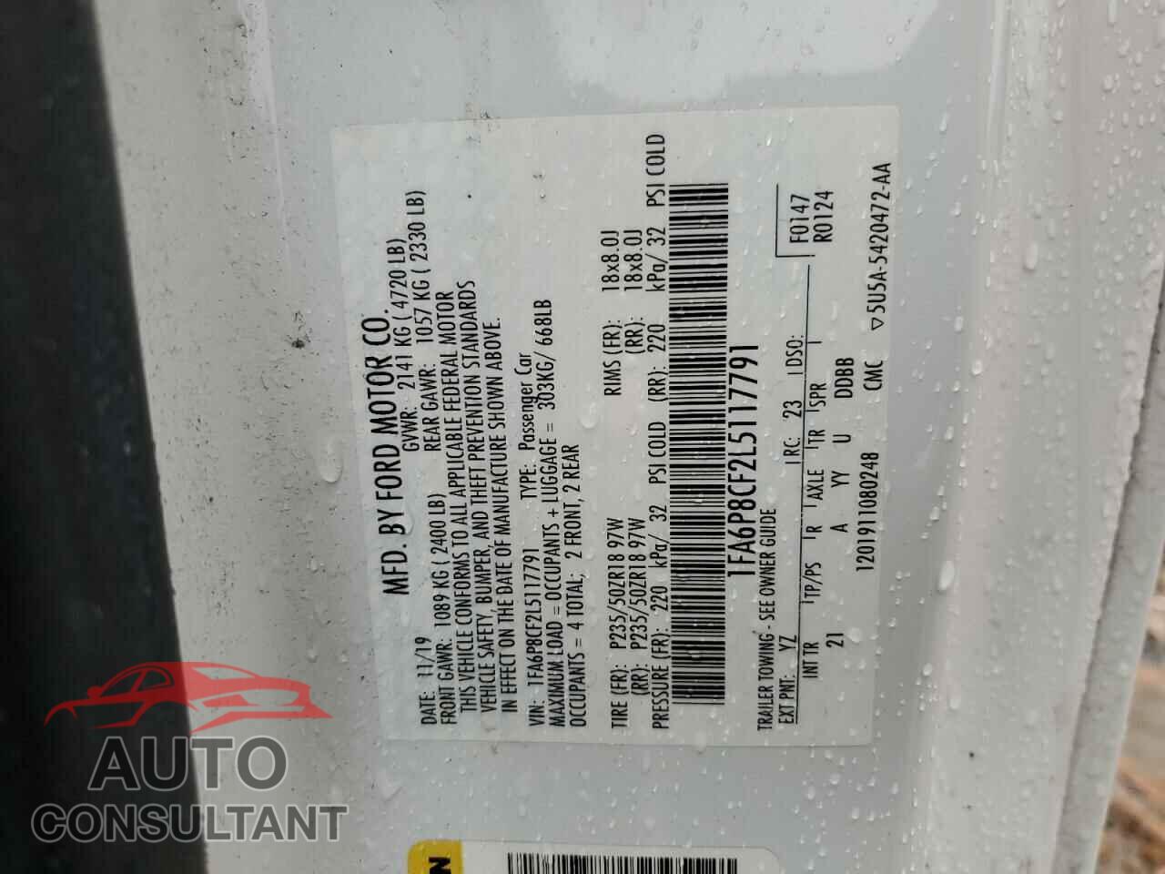 FORD MUSTANG 2020 - 1FA6P8CF2L5117791