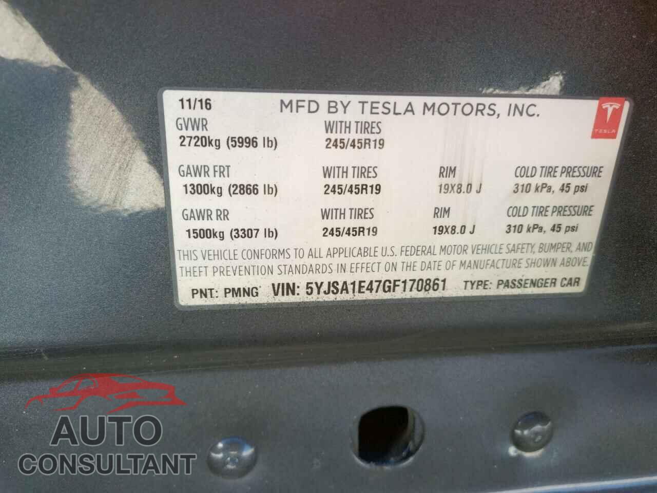 TESLA MODEL S 2016 - 5YJSA1E47GF170861