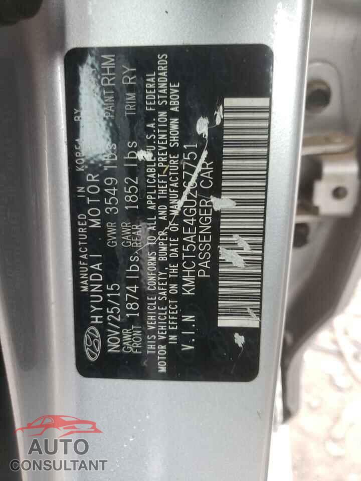 HYUNDAI ACCENT 2016 - KMHCT5AE4GU267751