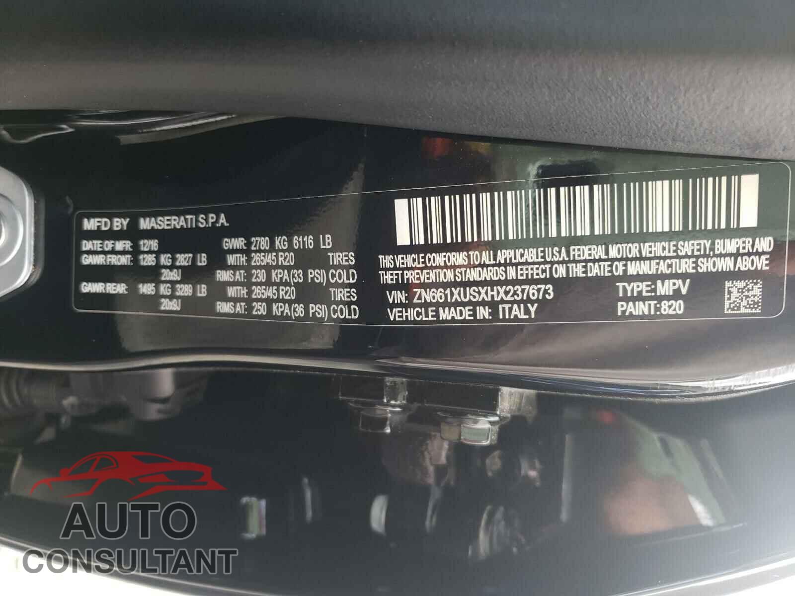 MASERATI ALL MODELS 2017 - ZN661XUSXHX237673