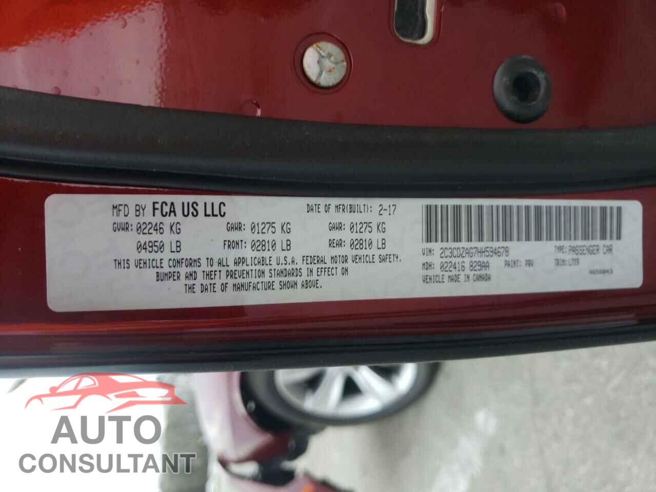 DODGE CHALLENGER 2017 - 2C3CDZAG7HH594678