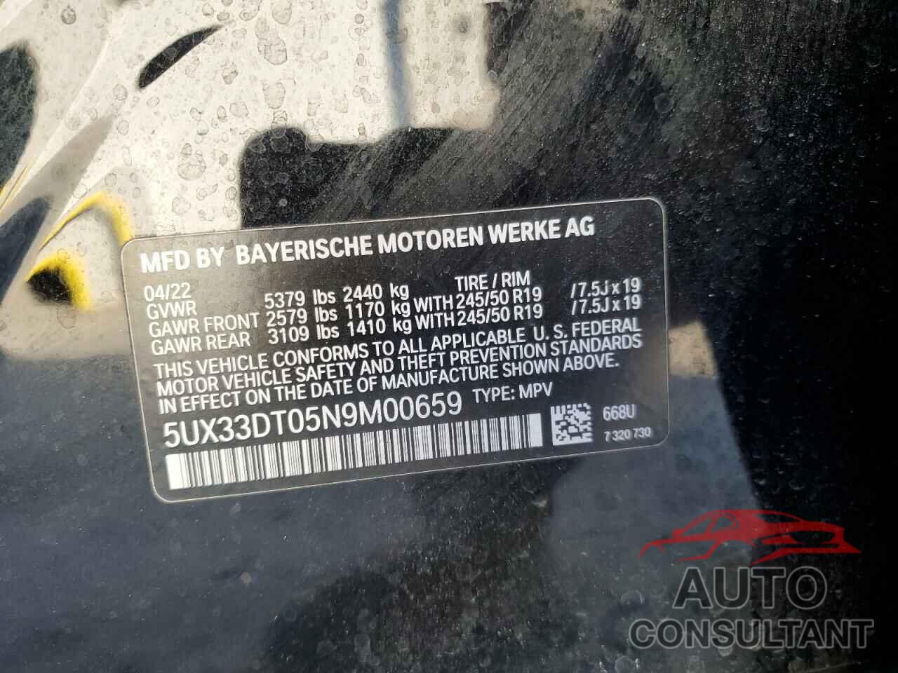 BMW X4 2022 - 5UX33DT05N9M00659