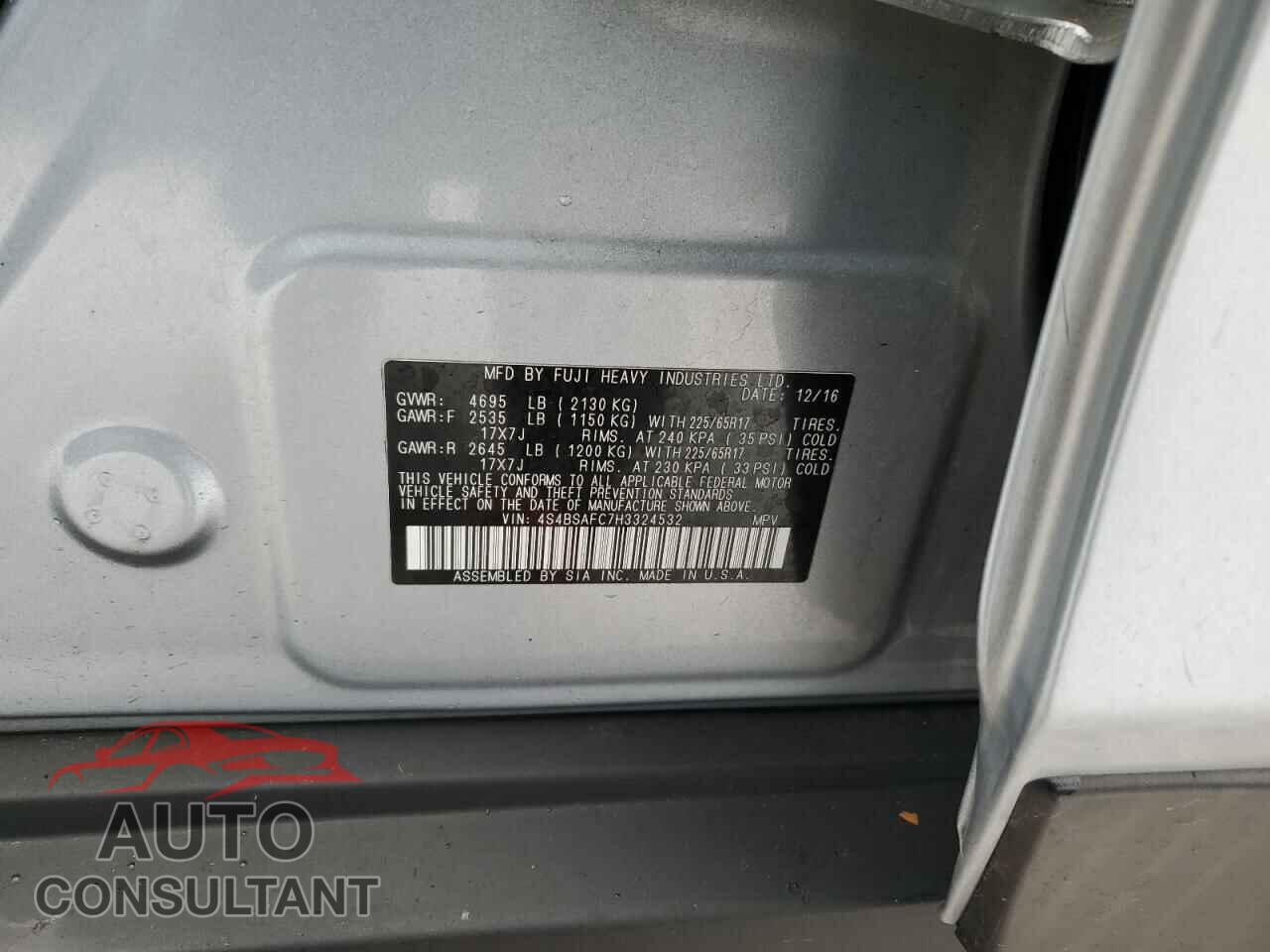 SUBARU OUTBACK 2017 - 4S4BSAFC7H3324532