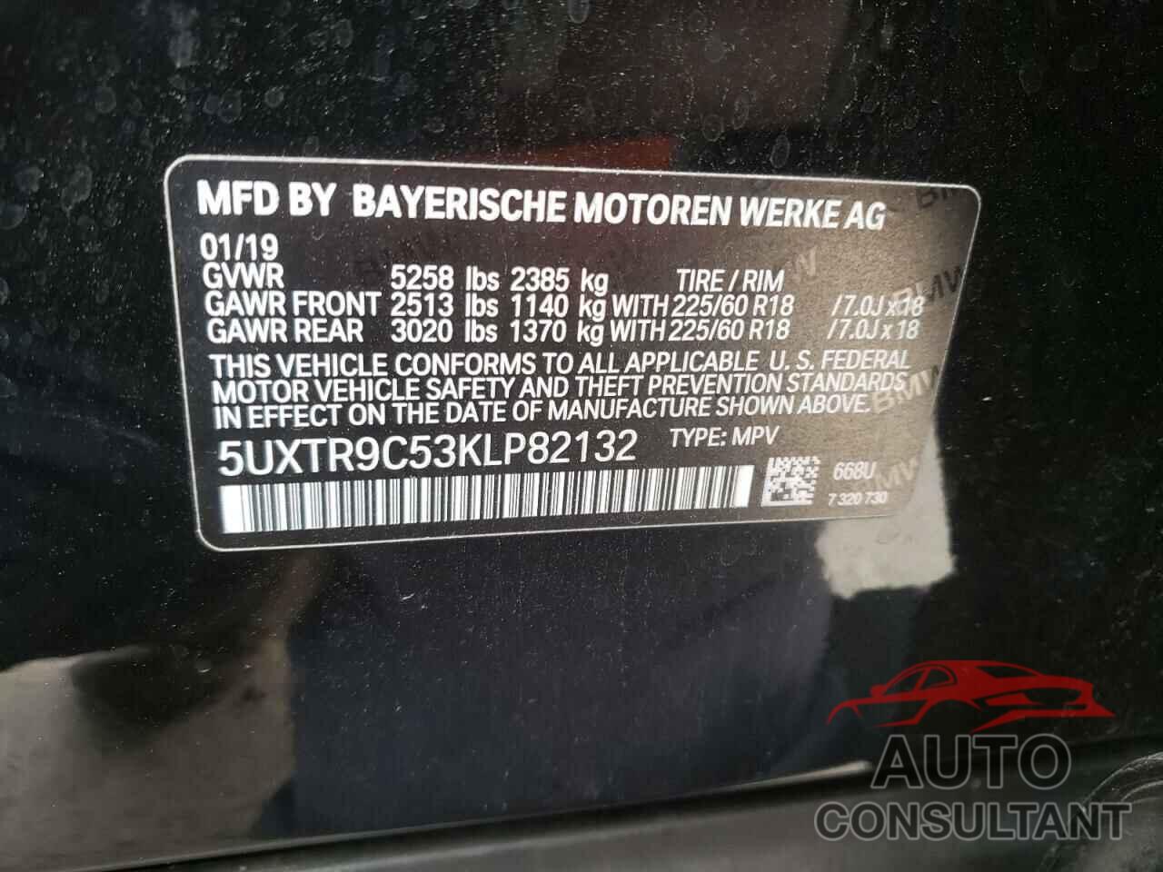 BMW X3 2019 - 5UXTR9C53KLP82132