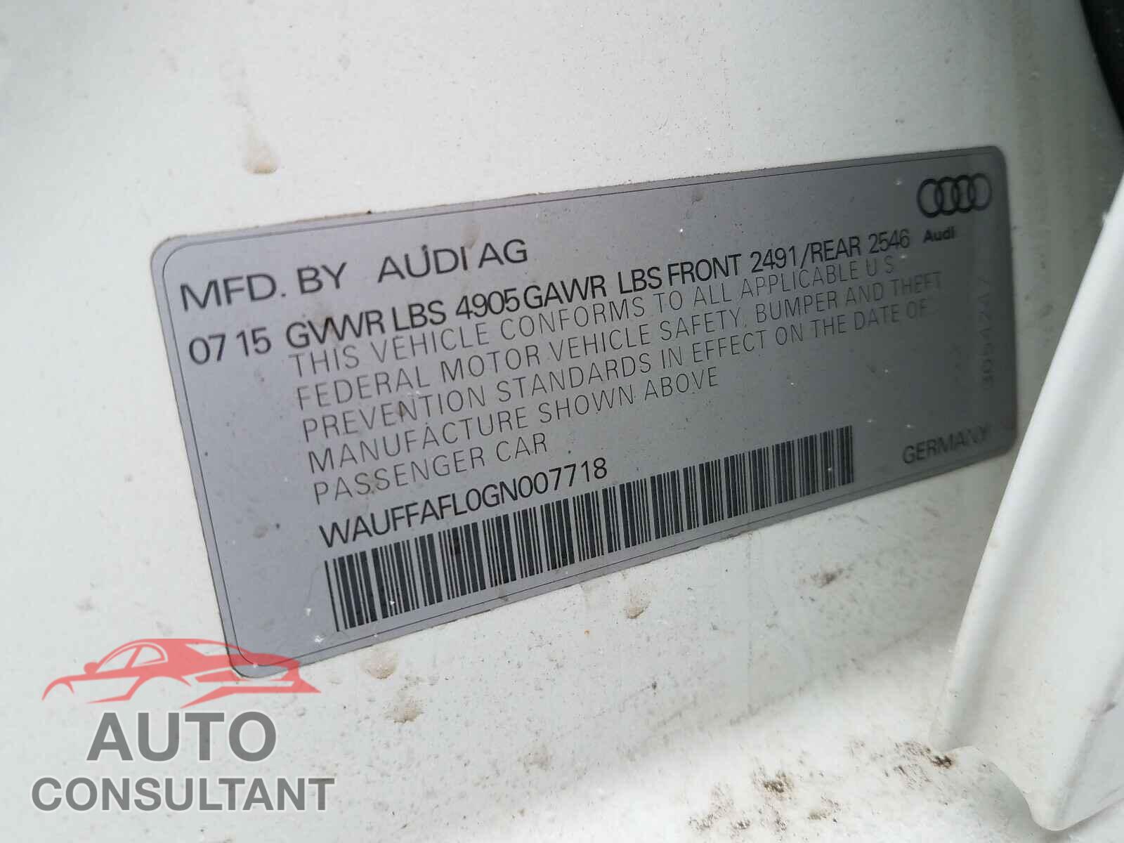 AUDI A4 2016 - WAUFFAFL0GN007718