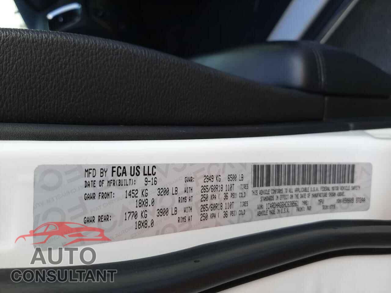 DODGE DURANGO 2017 - 1C4RDHAG6HC638561