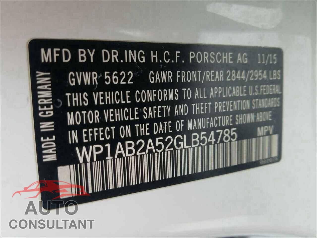 PORSCHE MACAN 2016 - WP1AB2A52GLB54785