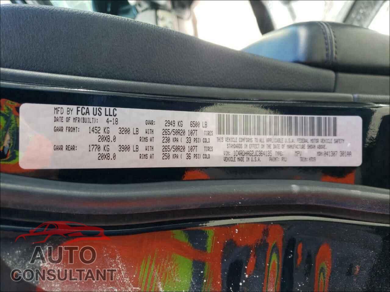 DODGE DURANGO 2018 - 1C4RDHAG2JC364135