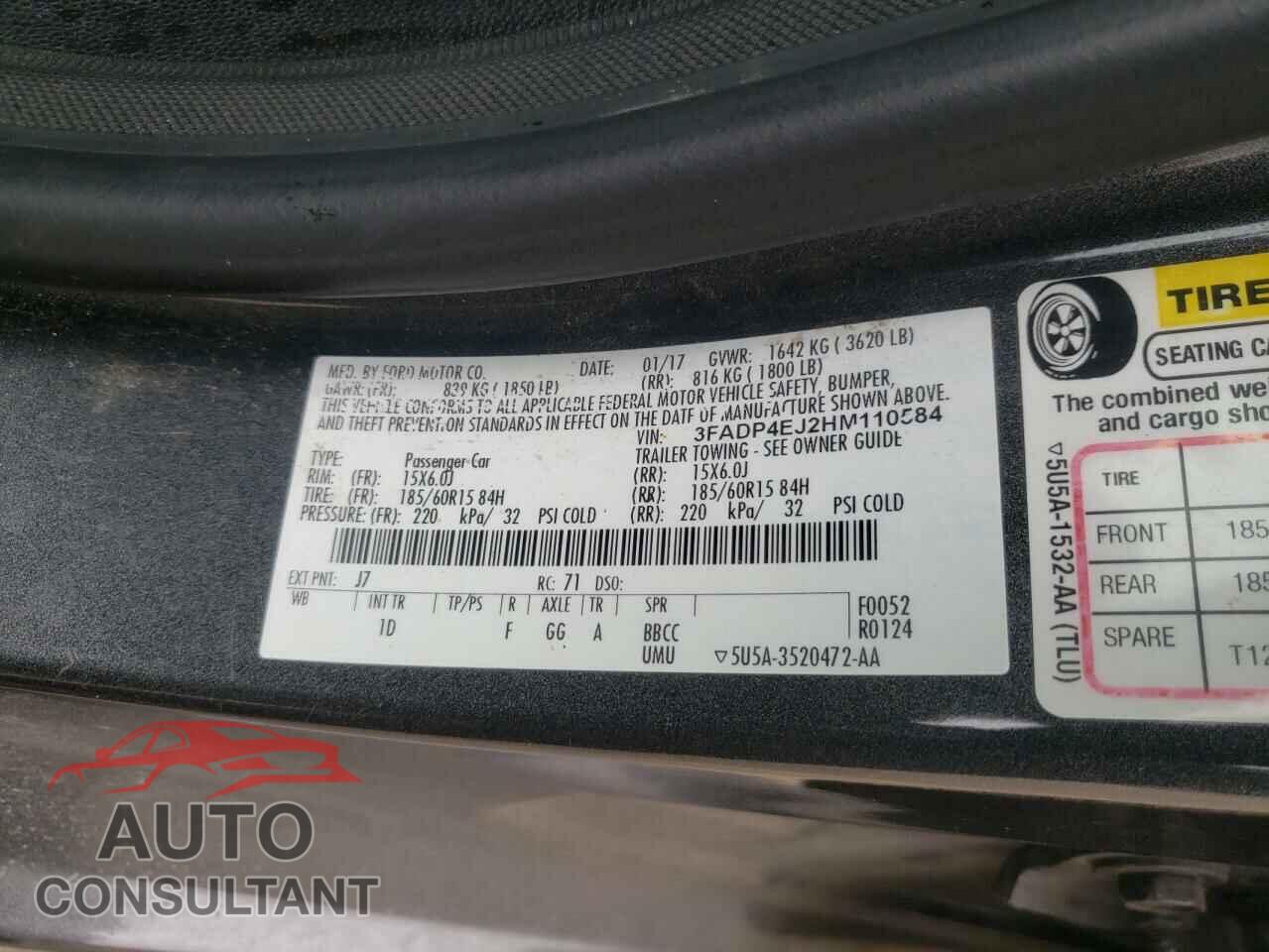 FORD FIESTA 2017 - 3FADP4EJ2HM110584