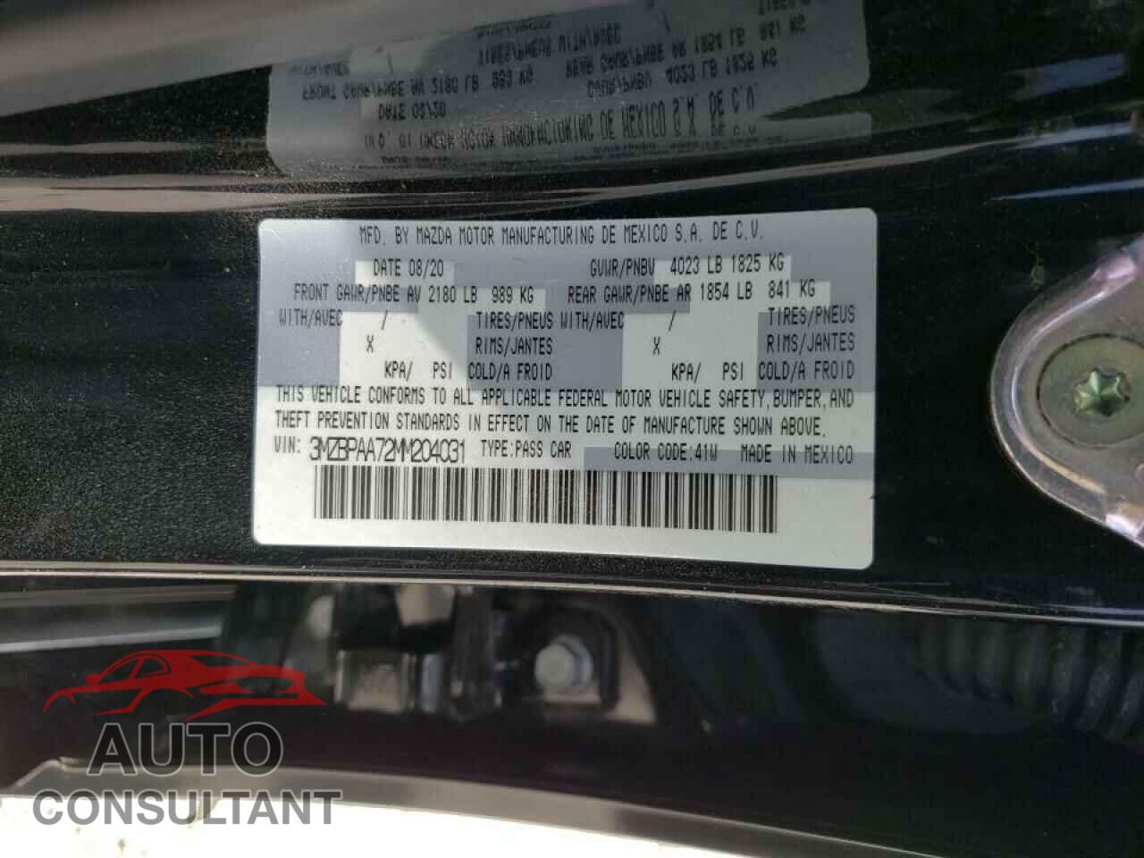 MAZDA 3 2021 - 3MZBPAA72MM204031