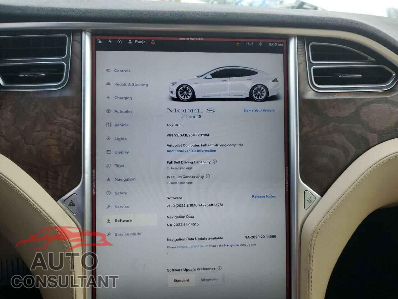 TESLA MODEL S 2017 - 5YJSA1E25HF201184