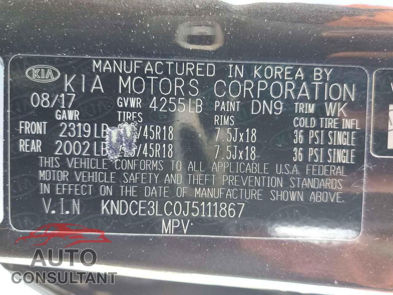 KIA NIRO 2018 - KNDCE3LC0J5111867