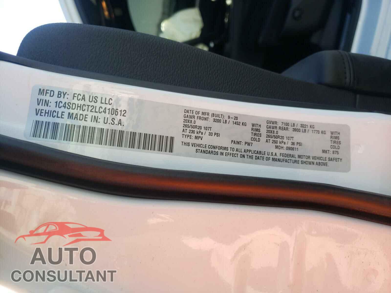 DODGE DURANGO 2020 - 1C4SDHCT2LC410612
