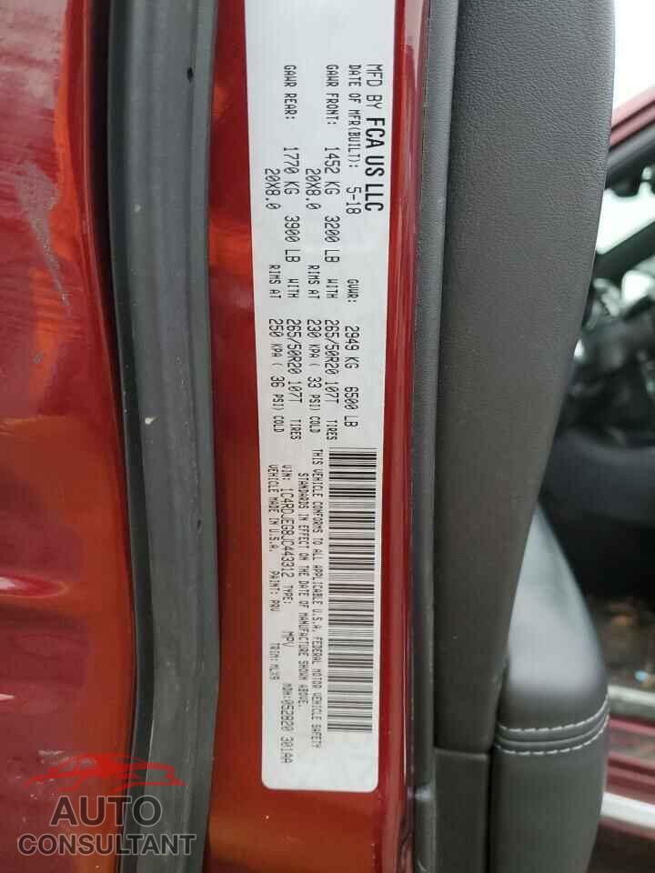 DODGE DURANGO 2018 - 1C4RDJEG8JC443312
