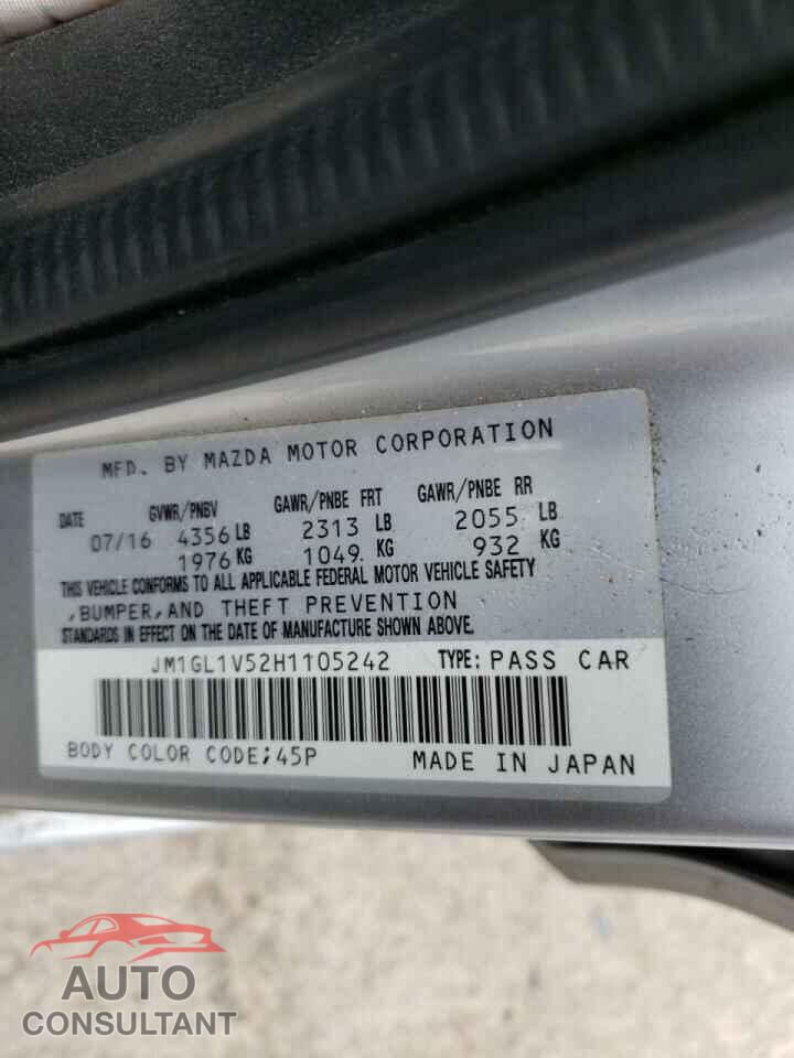 MAZDA 6 2017 - JM1GL1V52H1105242