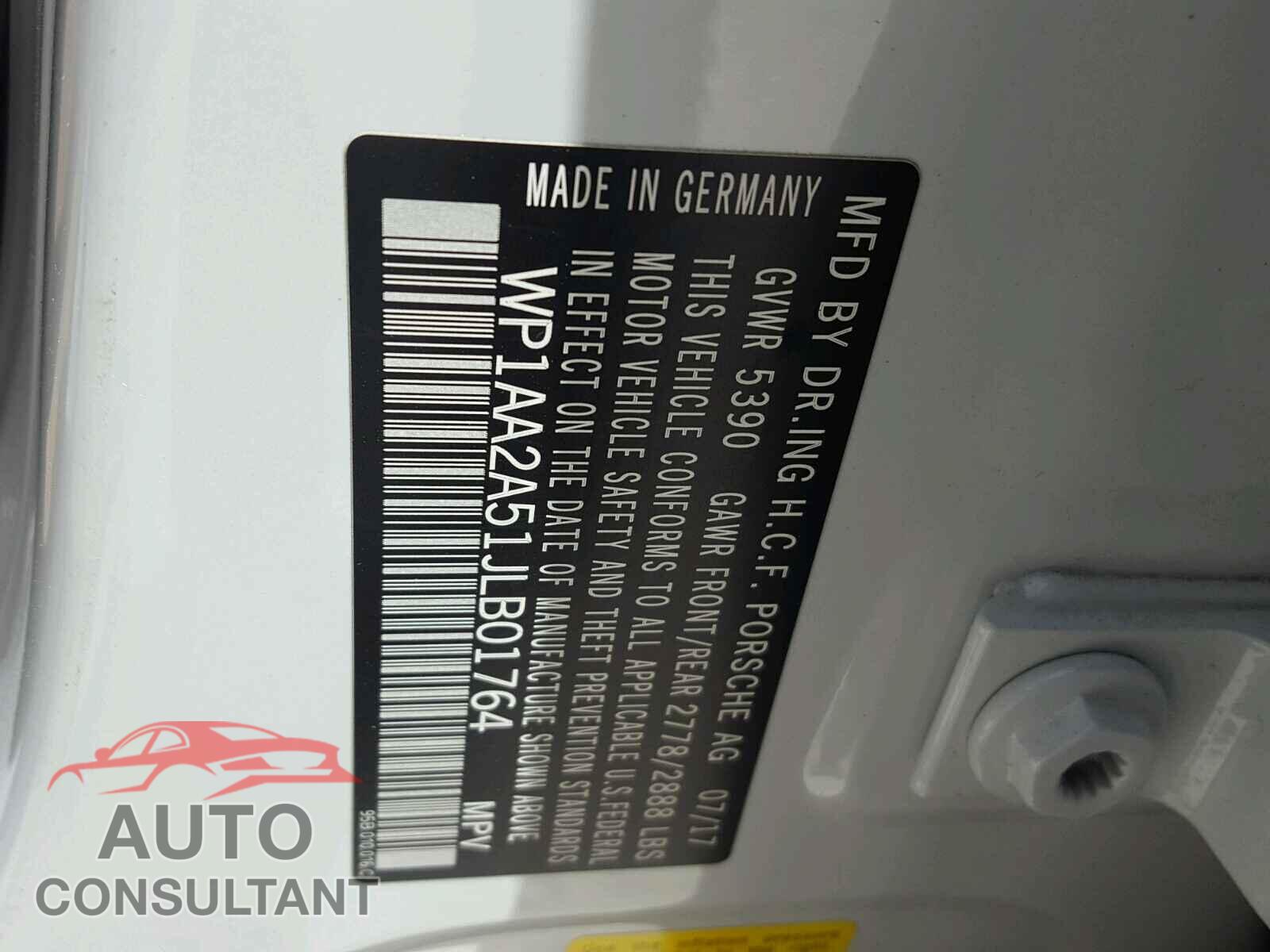 PORSCHE MACAN 2018 - WP1AA2A51JLB01764