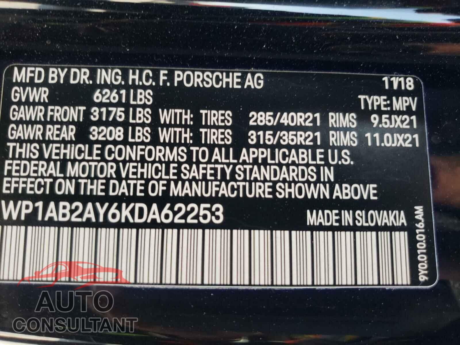 PORSCHE CAYENNE 2019 - WP1AB2AY6KDA62253