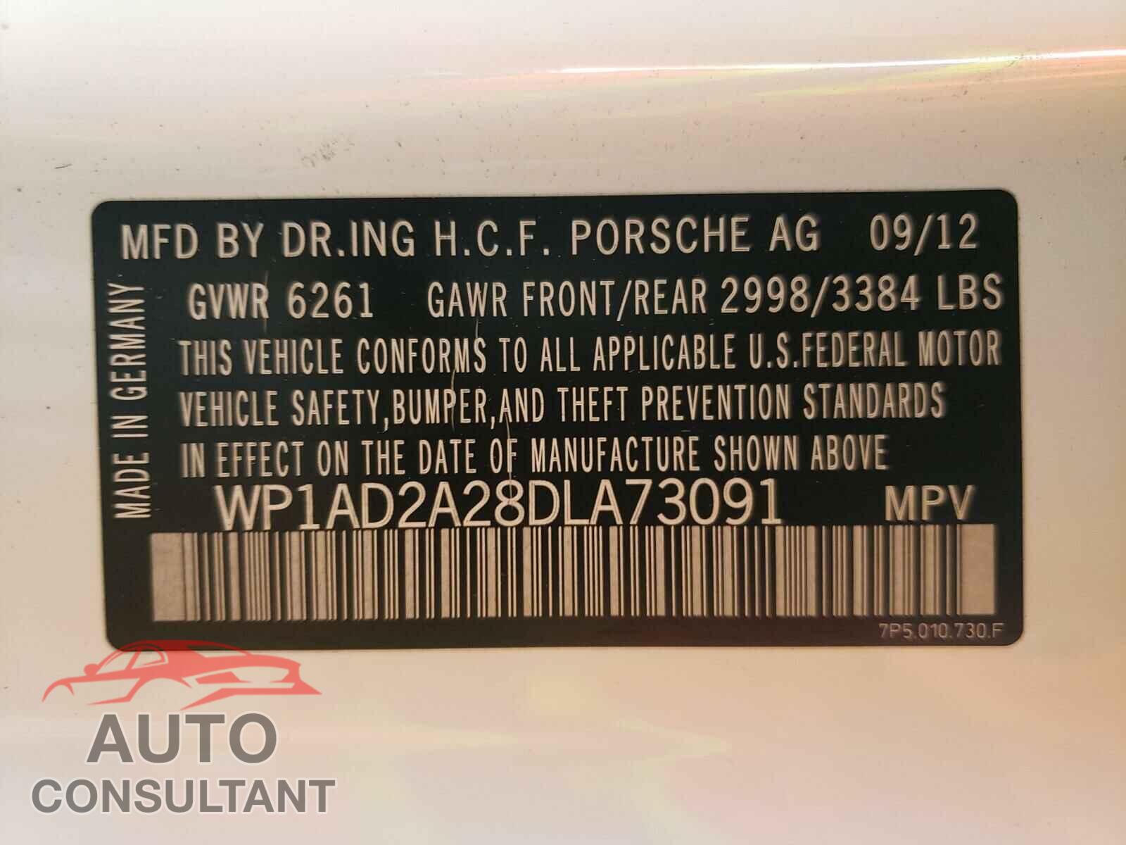 PORSCHE CAYENNE 2013 - WP1AD2A28DLA73091