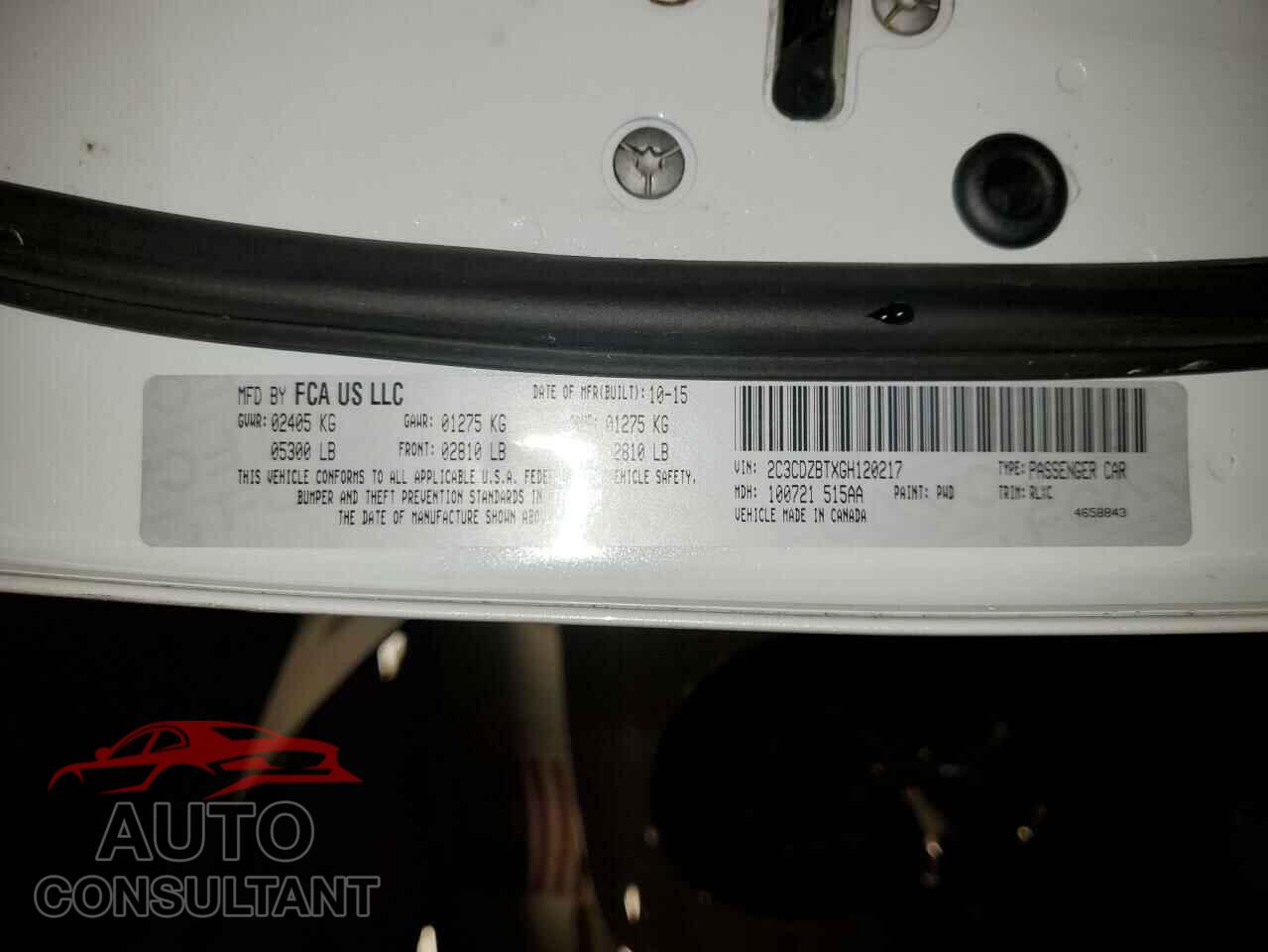 DODGE CHALLENGER 2016 - 2C3CDZBTXGH120217