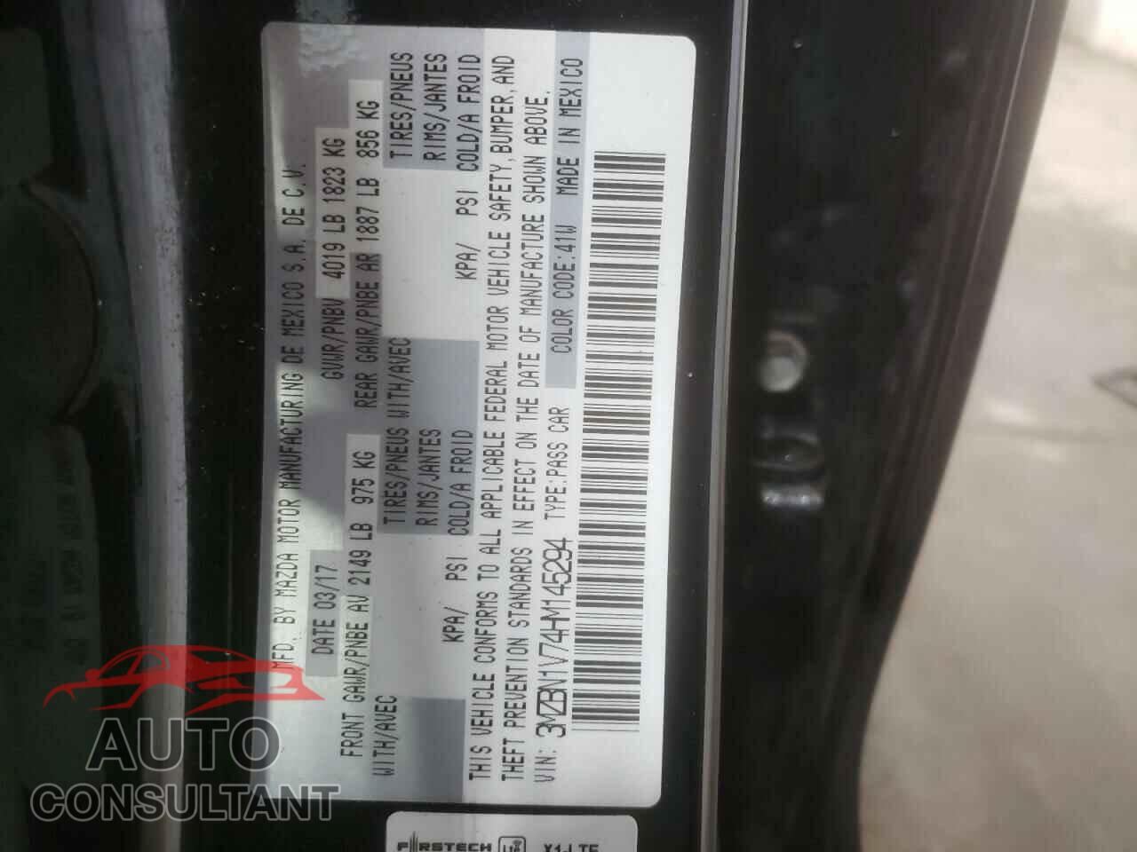 MAZDA 3 2017 - 3MZBN1V74HM145294