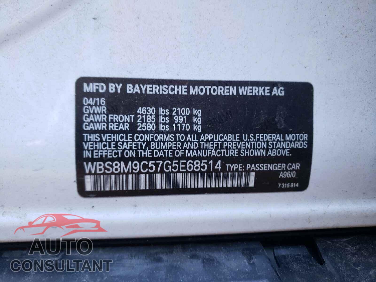 BMW M3 2016 - WBS8M9C57G5E68514