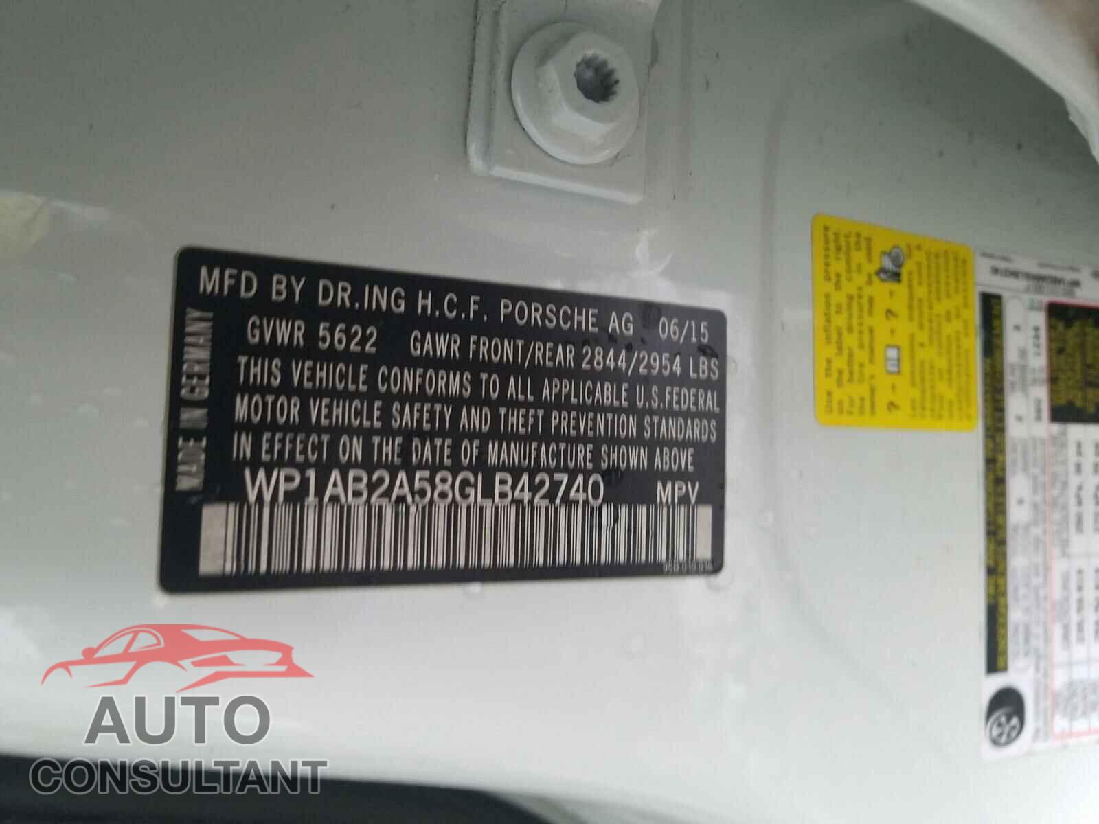 PORSCHE MACAN 2016 - WP1AB2A58GLB42740