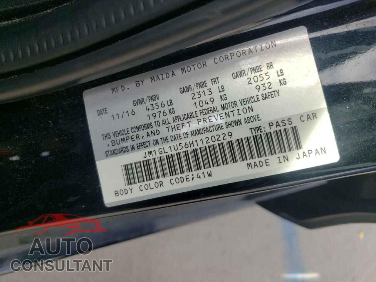 MAZDA 6 2017 - JM1GL1U56H1120229
