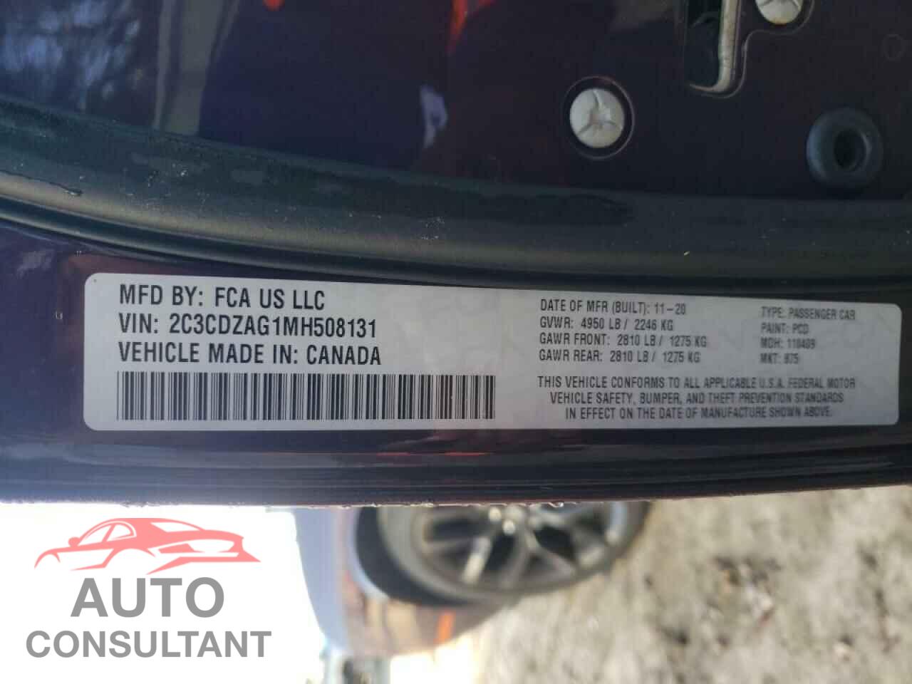 DODGE CHALLENGER 2021 - 2C3CDZAG1MH508131