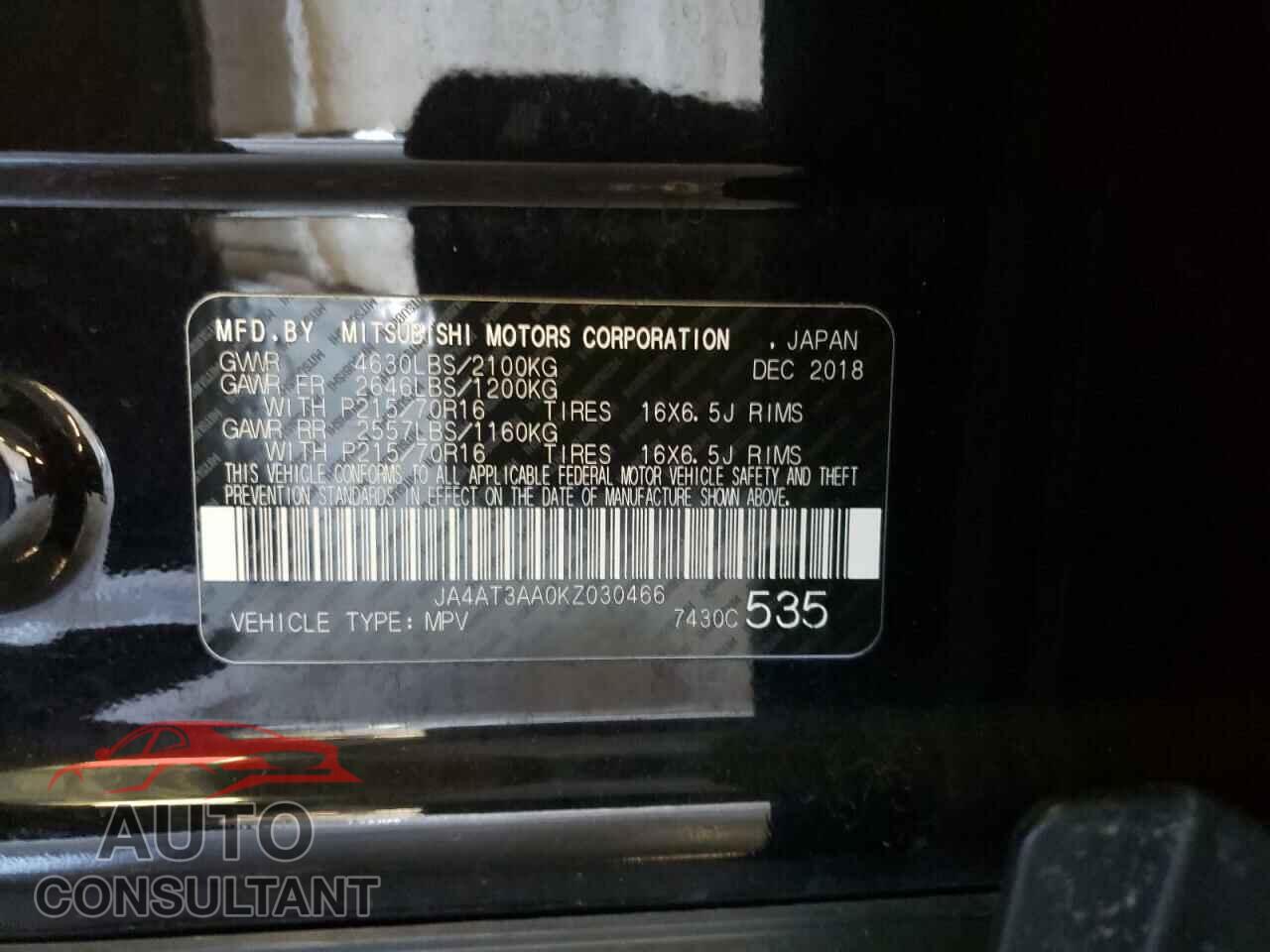 MITSUBISHI ECLIPSE 2019 - JA4AT3AA0KZ030466