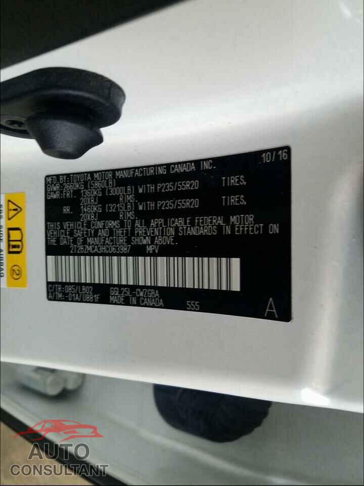 LEXUS RX350 2017 - 2T2BZMCA3HC063987