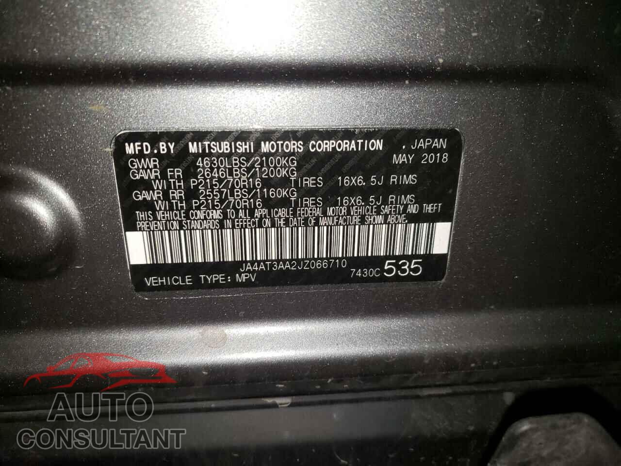 MITSUBISHI ECLIPSE 2018 - JA4AT3AA2JZ066710