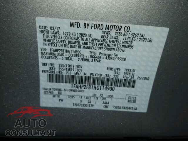 FORD TAURUS 2017 - 1FAHP2F81HG114900