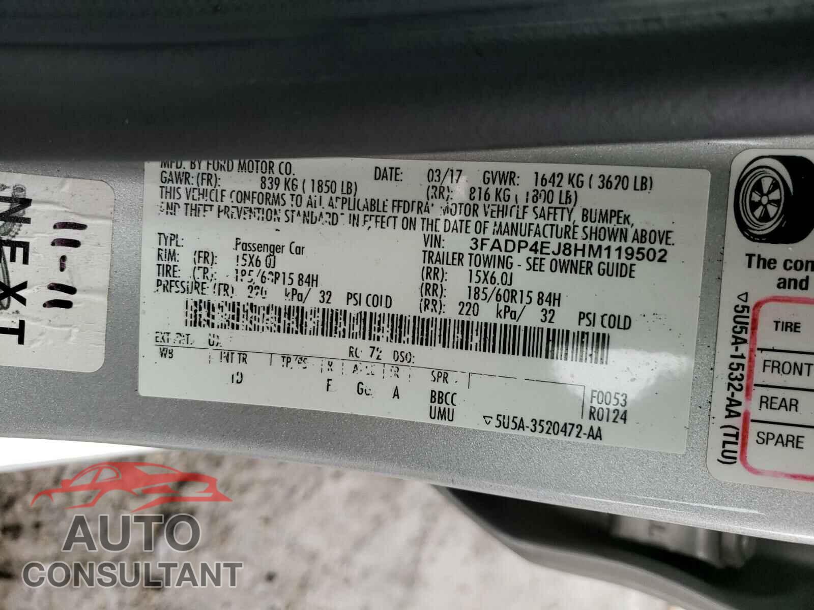 FORD FIESTA 2017 - 3FADP4EJ8HM119502