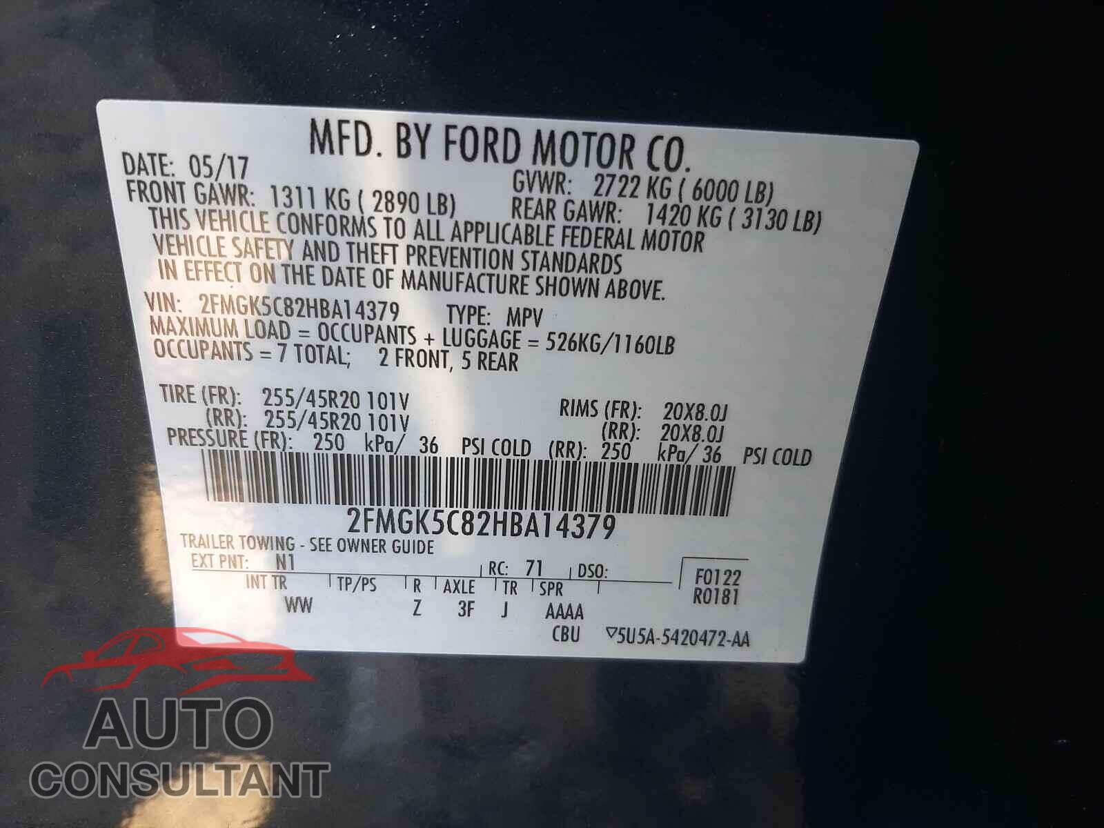 FORD FLEX 2017 - 2FMGK5C82HBA14379